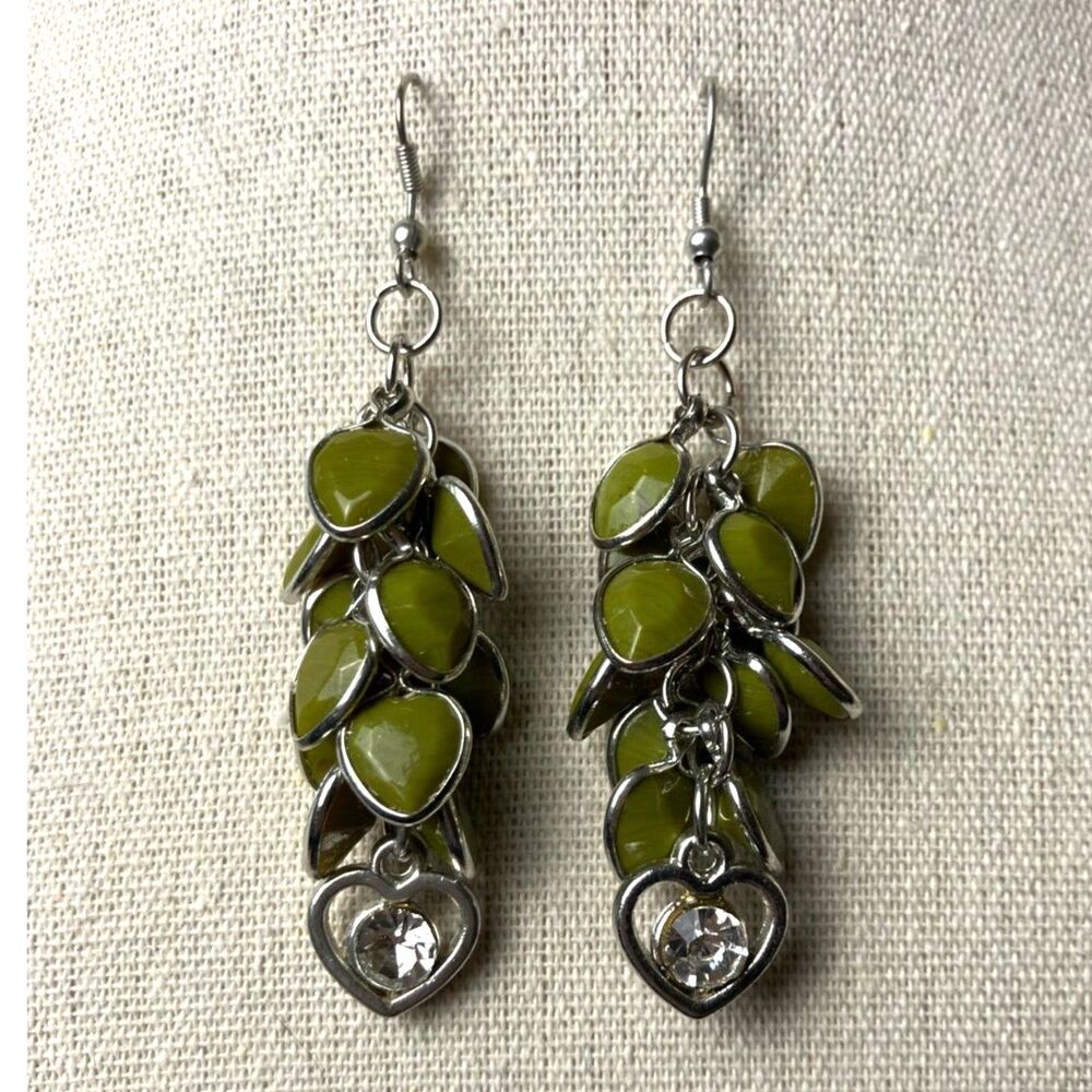 Green stone dangle earrings